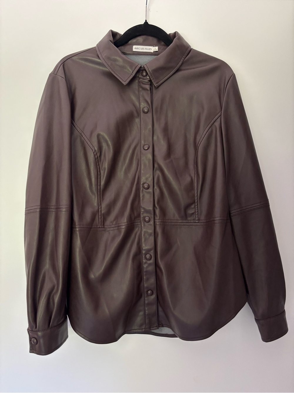 Anthropologie Avec Les Filles Oversized Faux Leather Shirt Jacket